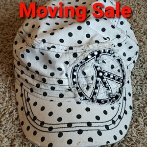 Black & White Poka Dot Peace Hat